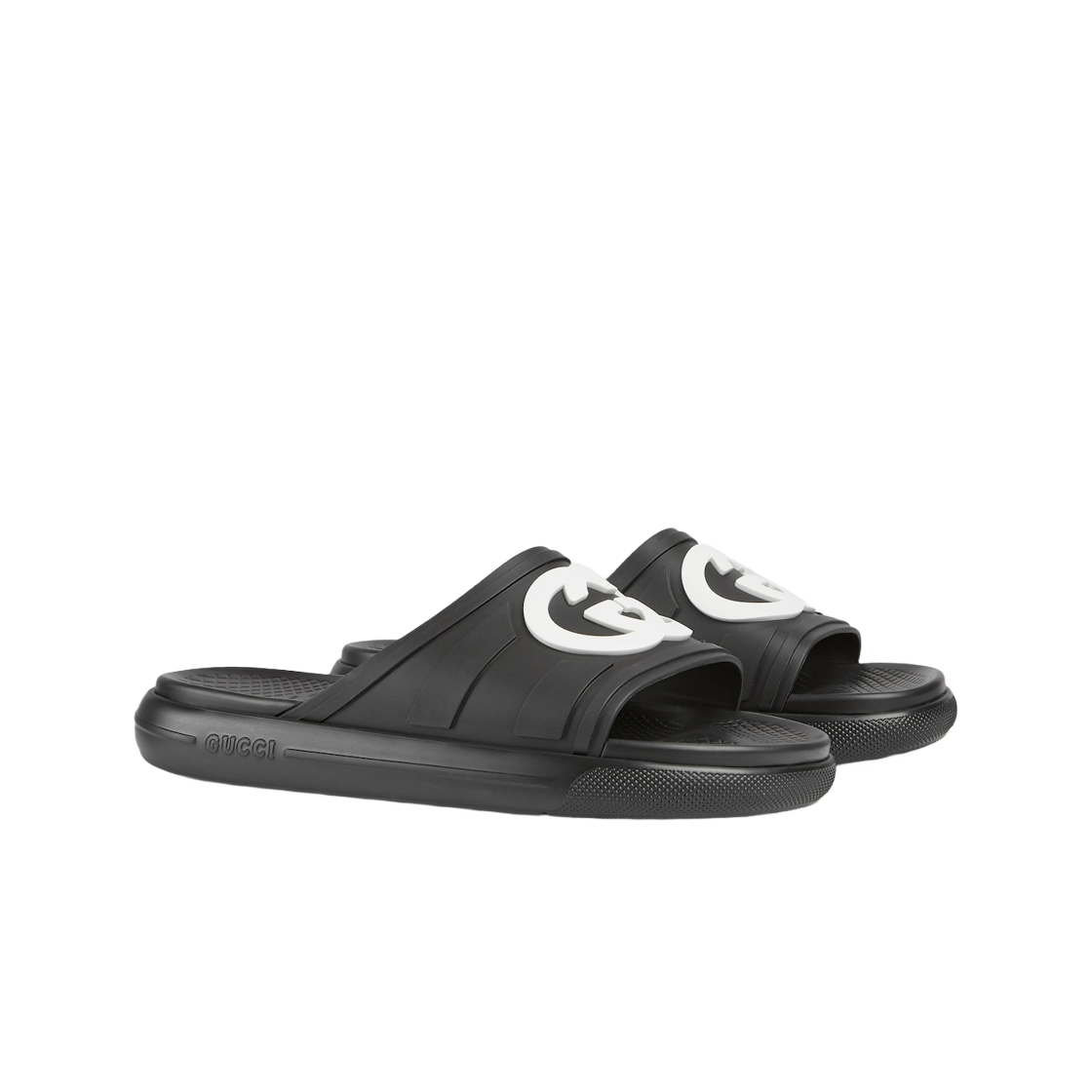 구찌 인터로킹 G 슬라이드 샌들 블랙 러버(Gucci Interlocking G Slide Sandal Black Rubber) - 2
