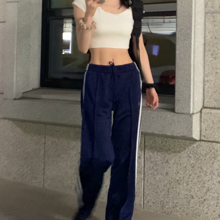 (W) Adidas Originals Firebird Loose Track Pants Dark Blue - KR Sizing 착용 스타일 - 2