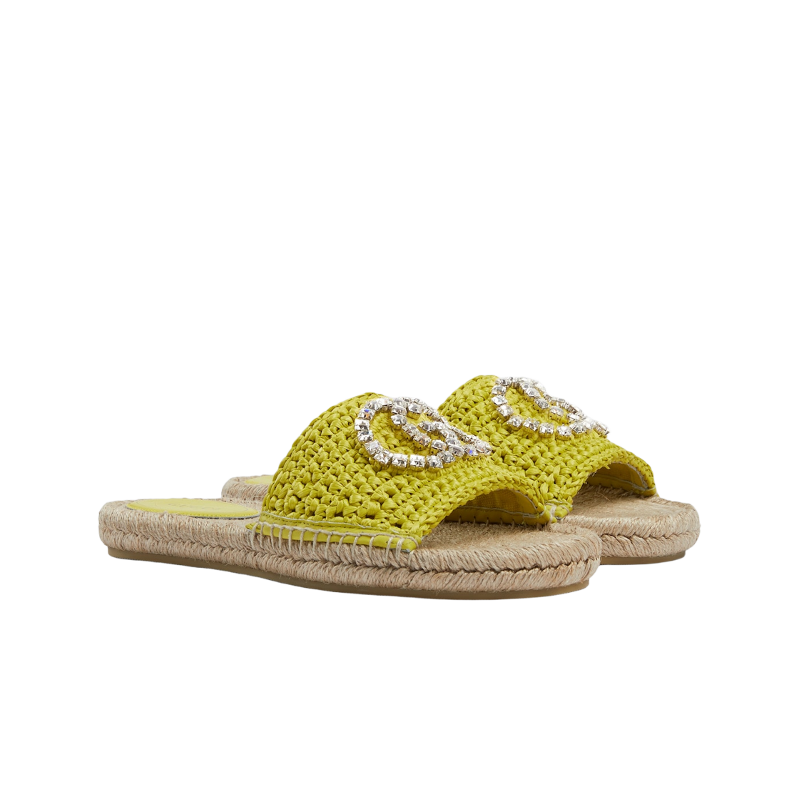 (W) 구찌 인터로킹 G 에스파드리유 라임 그린 비스코스 이펙트 라피아((W) Gucci Interlocking G Espadrille Lime Green Viscose Effect Raffia) - 2
