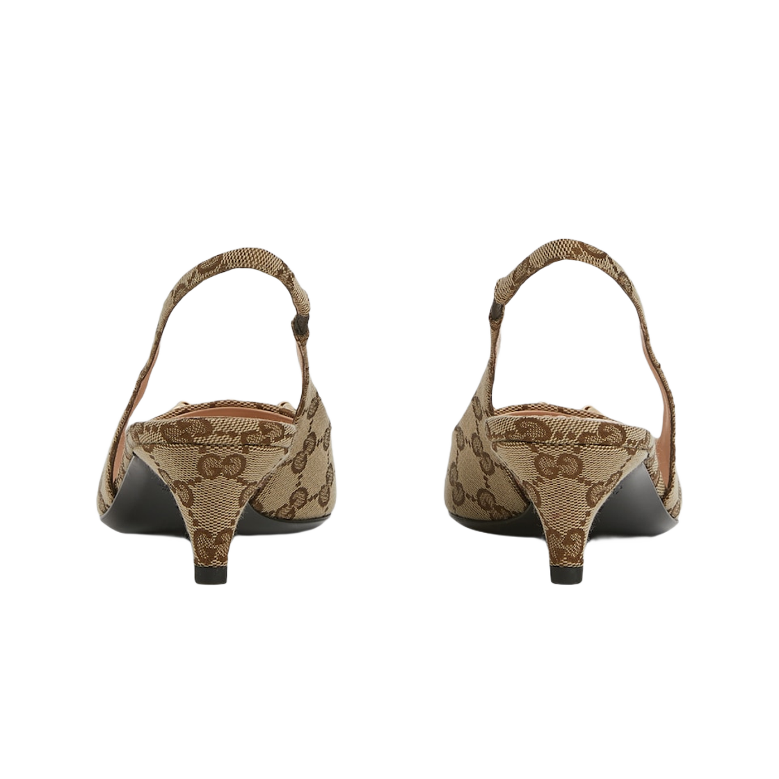 (W) 구찌 GG 캔버스 슬링백 펌프 베이지 에보니 오리지널 GG 캔버스((W) Gucci GG Canvas Slingback Pump Beige Ebony Original GG Canvas) - 3