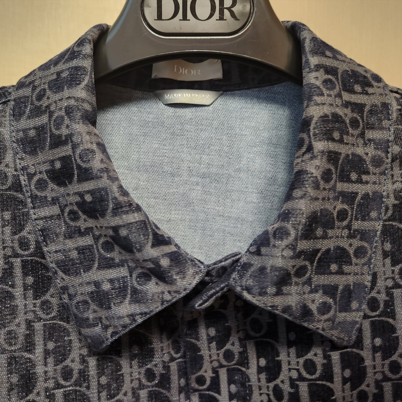 Dior Oblique Cotton Blend Twill Overshirt Blue 착용 스타일 - 2