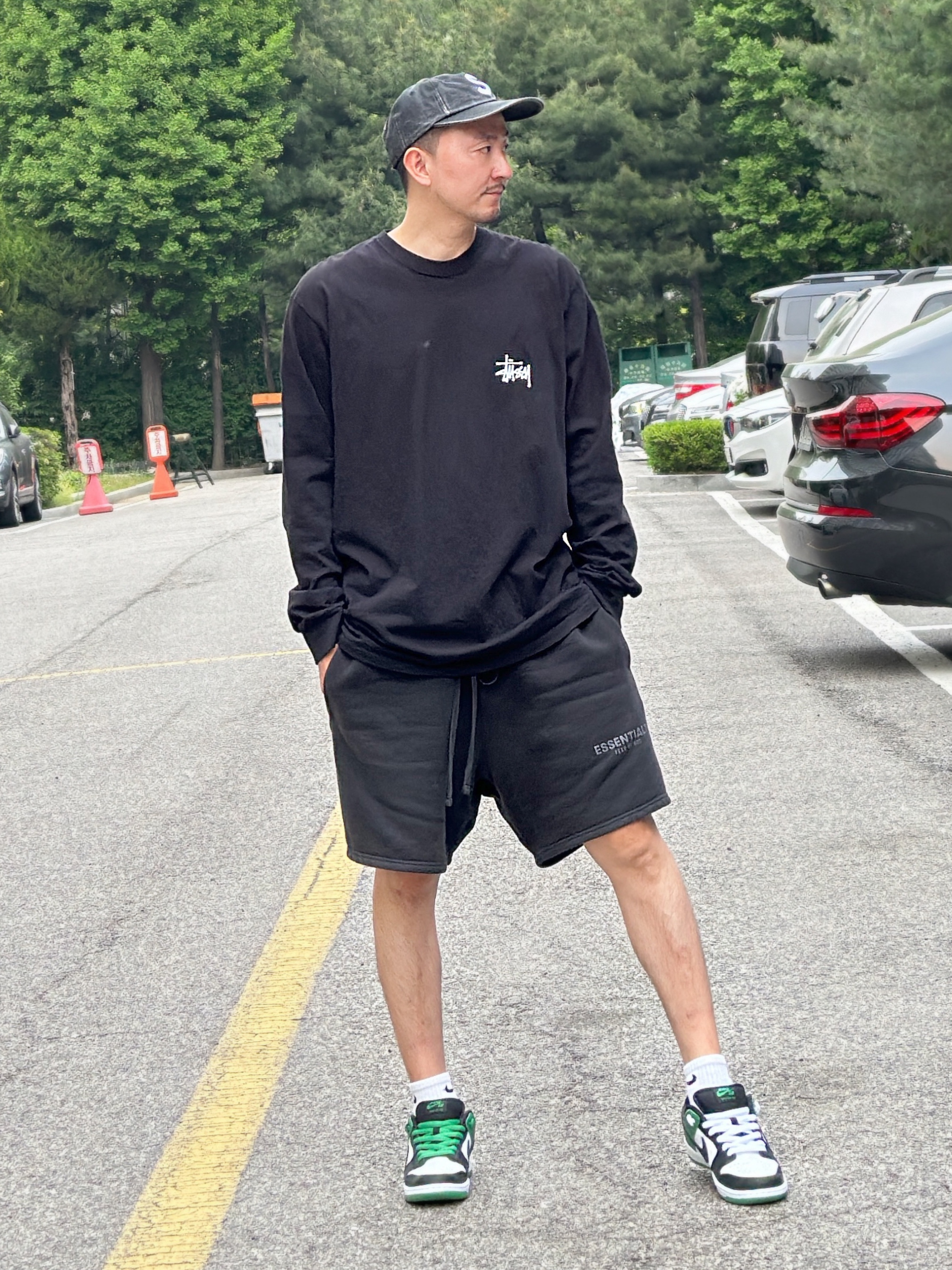 Supreme Pigment Canvas S Logo 6-Panel Black - 23SS, Stussy Basic Stussy LS T-Shirt Black 2023 착용 스타일