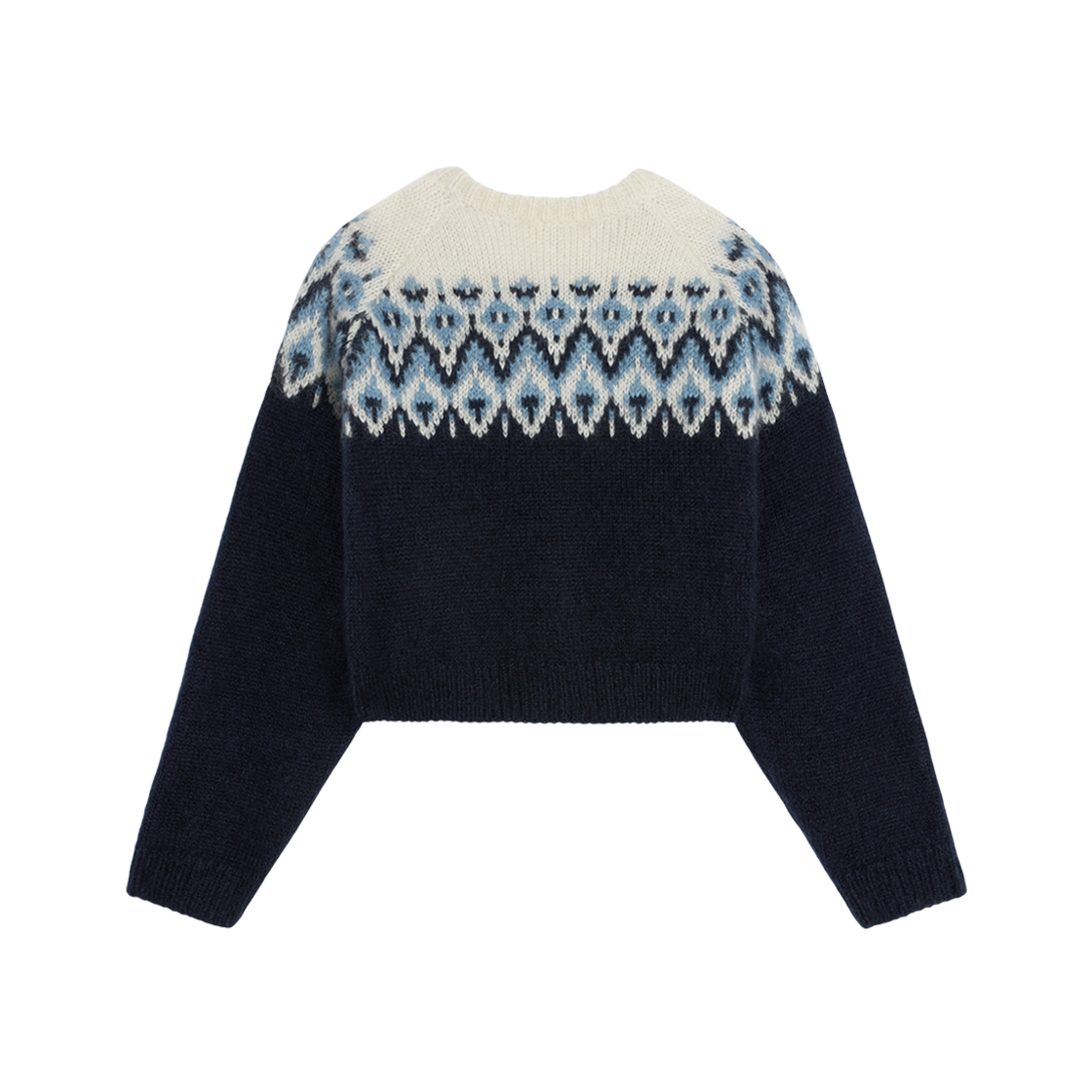 (W) Celine Fair Isle Cardigan in Mohair Silk Blue Off White 상세 이미지 2