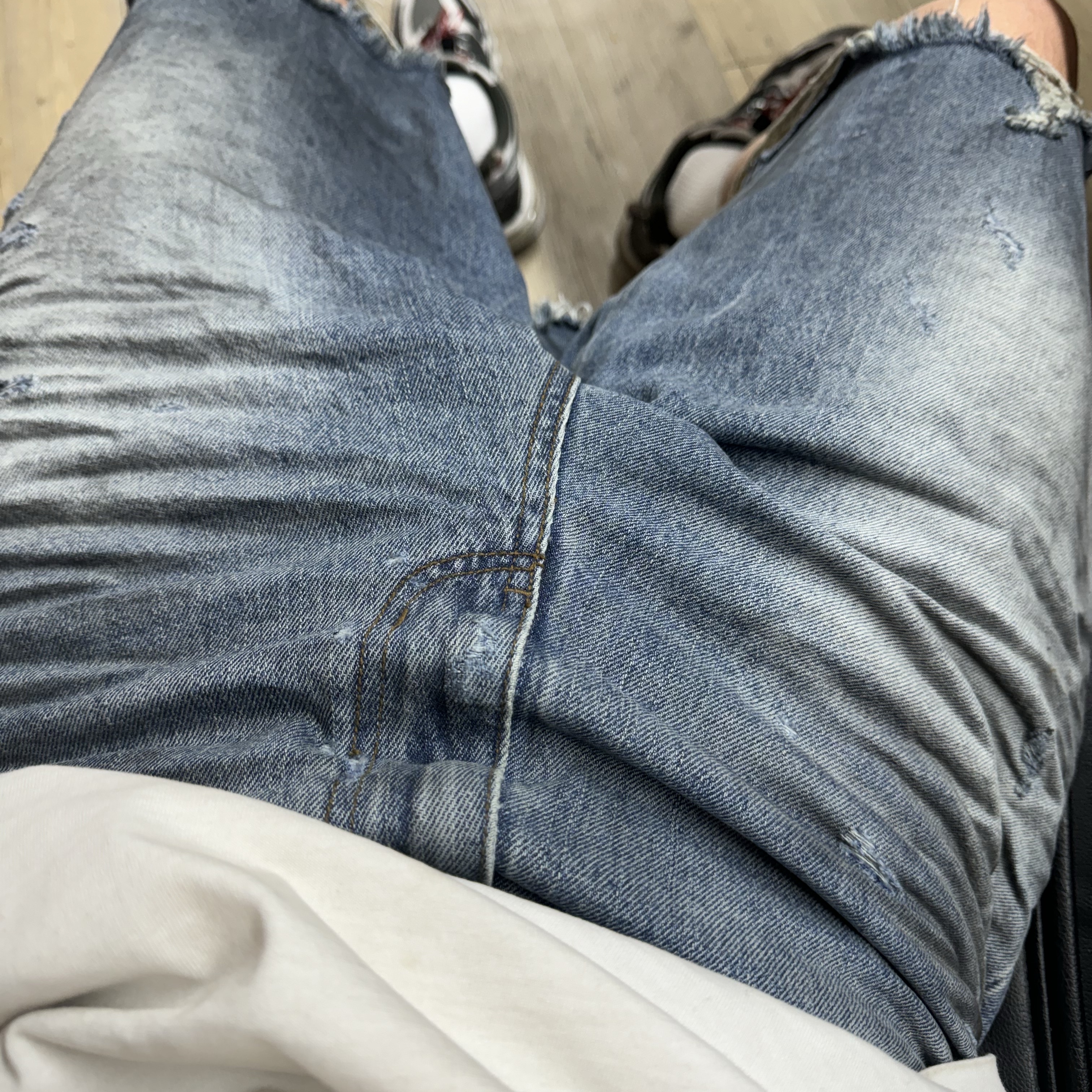 Project G/R Reworked Bermuda Shorts Blue 착용 스타일