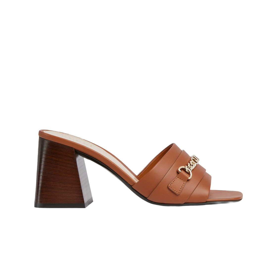 (W) Gucci Signoria Slide Sandal Brown Leather 상세 이미지 1