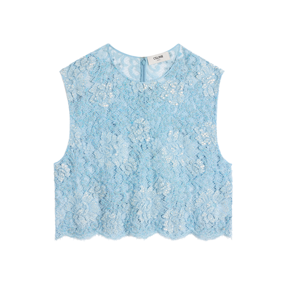 (W) Celine Embroidered Crop Top in Lace Baby Blue 상세 이미지 1