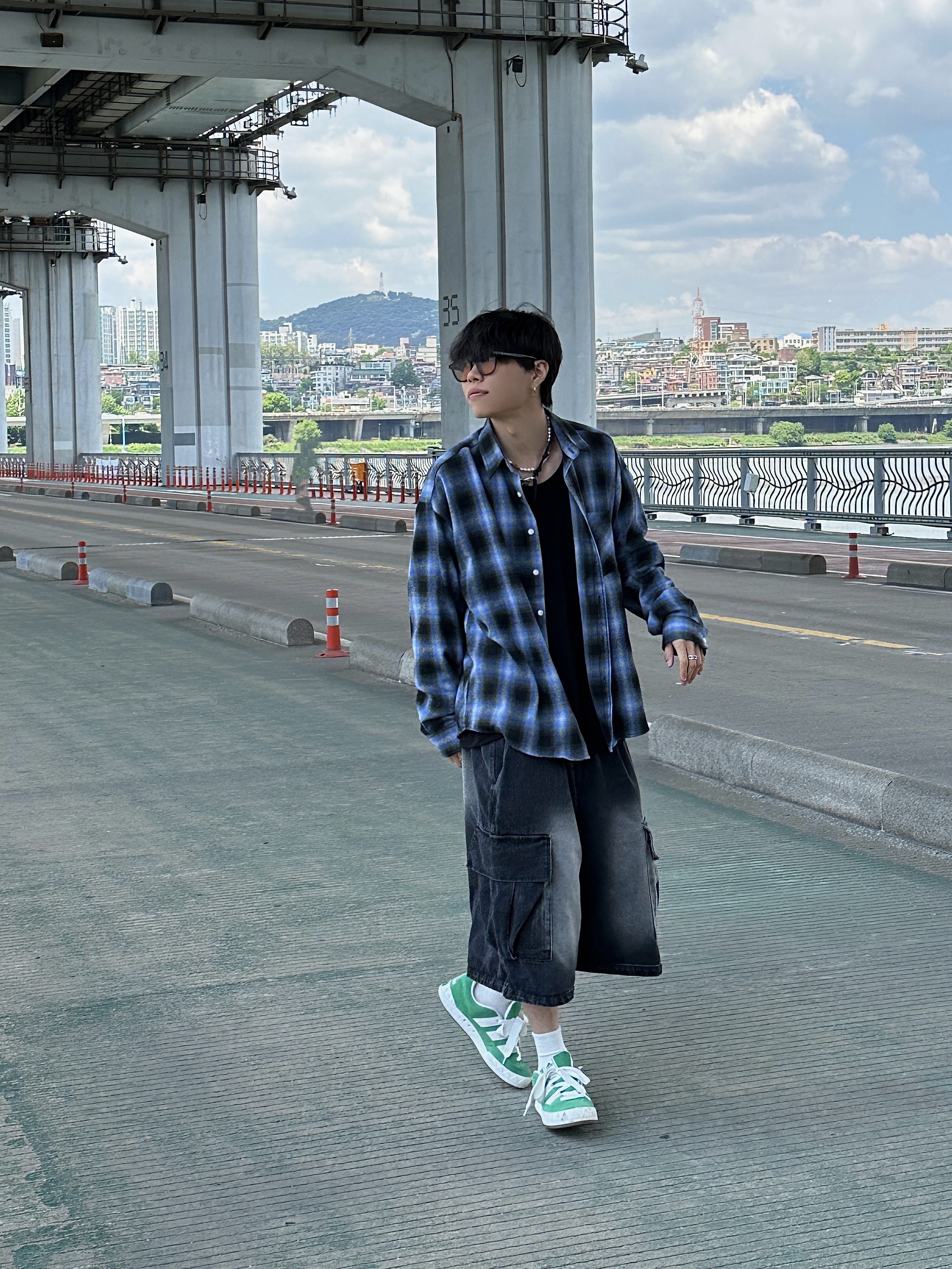 Adidas Adimatic Green 착용 스타일 - 1