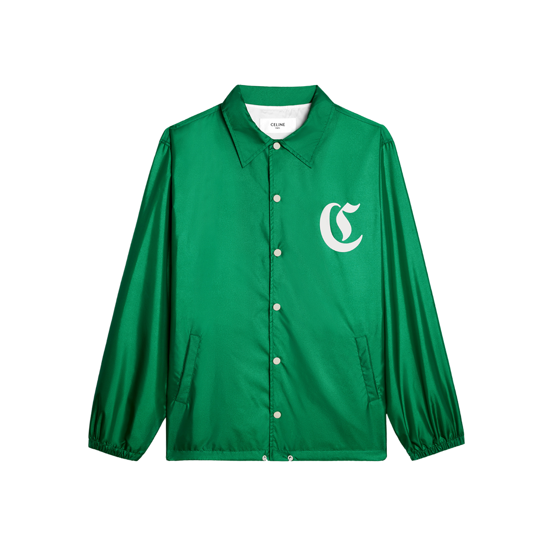 Celine Long Coach Jacket in Lightweight Nylon Green 상세 이미지 2