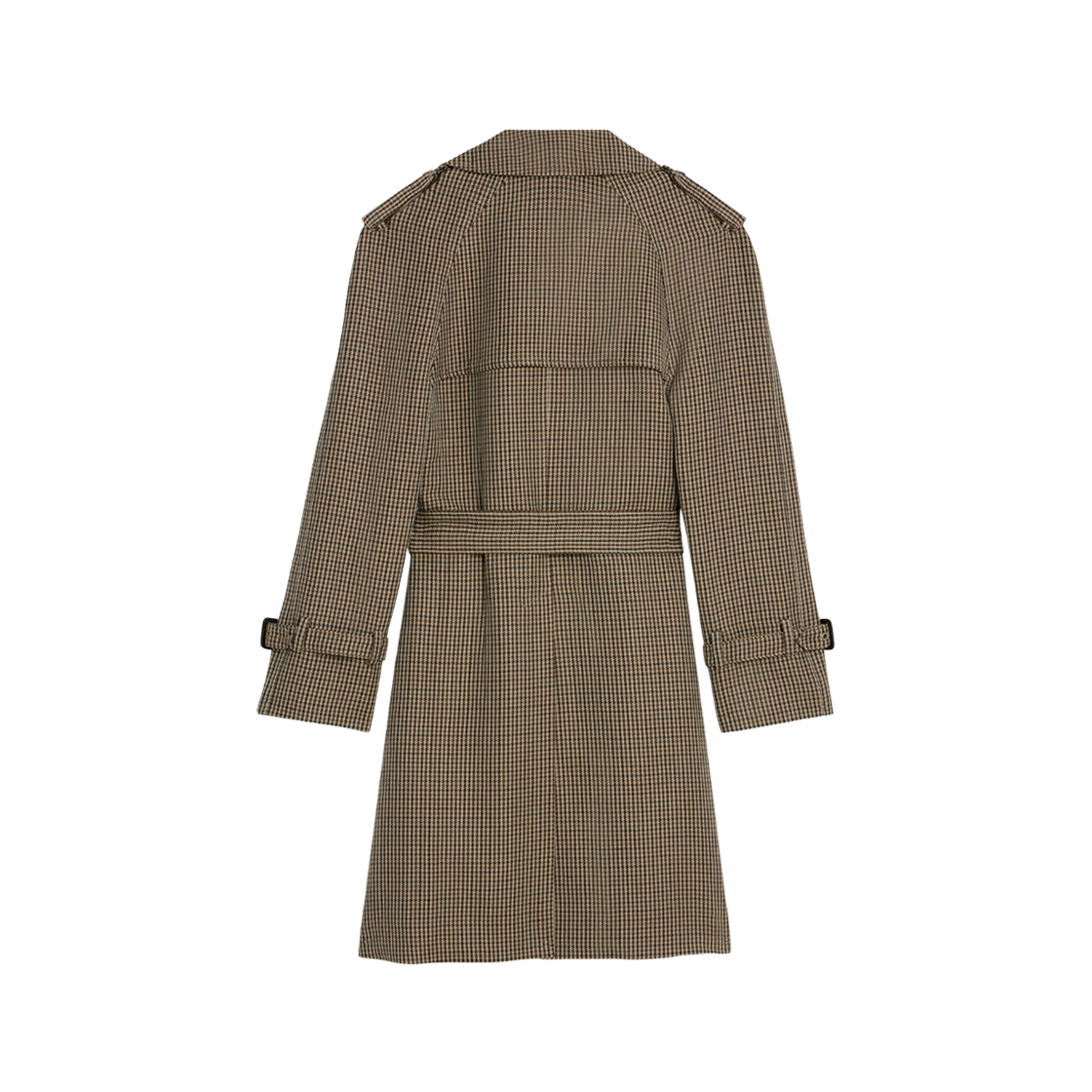 (W) Celine Romy Trench Coat in Houndstooth Wool Linen Beige Camel Marron 상세 이미지 2