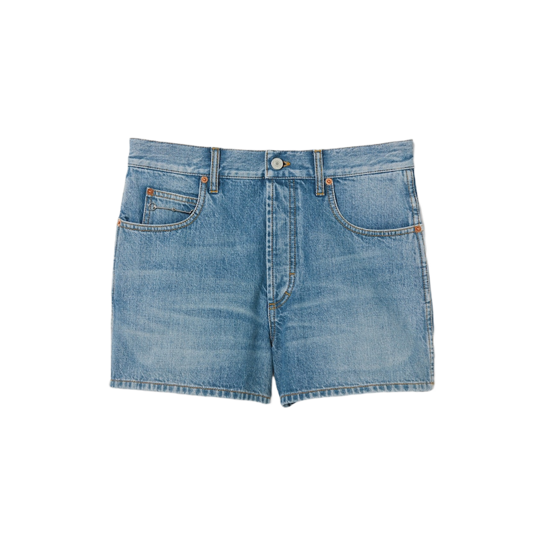 (W) Gucci Denim shorts with Horsebit Detail Blue Washed Denim 상세 이미지 1