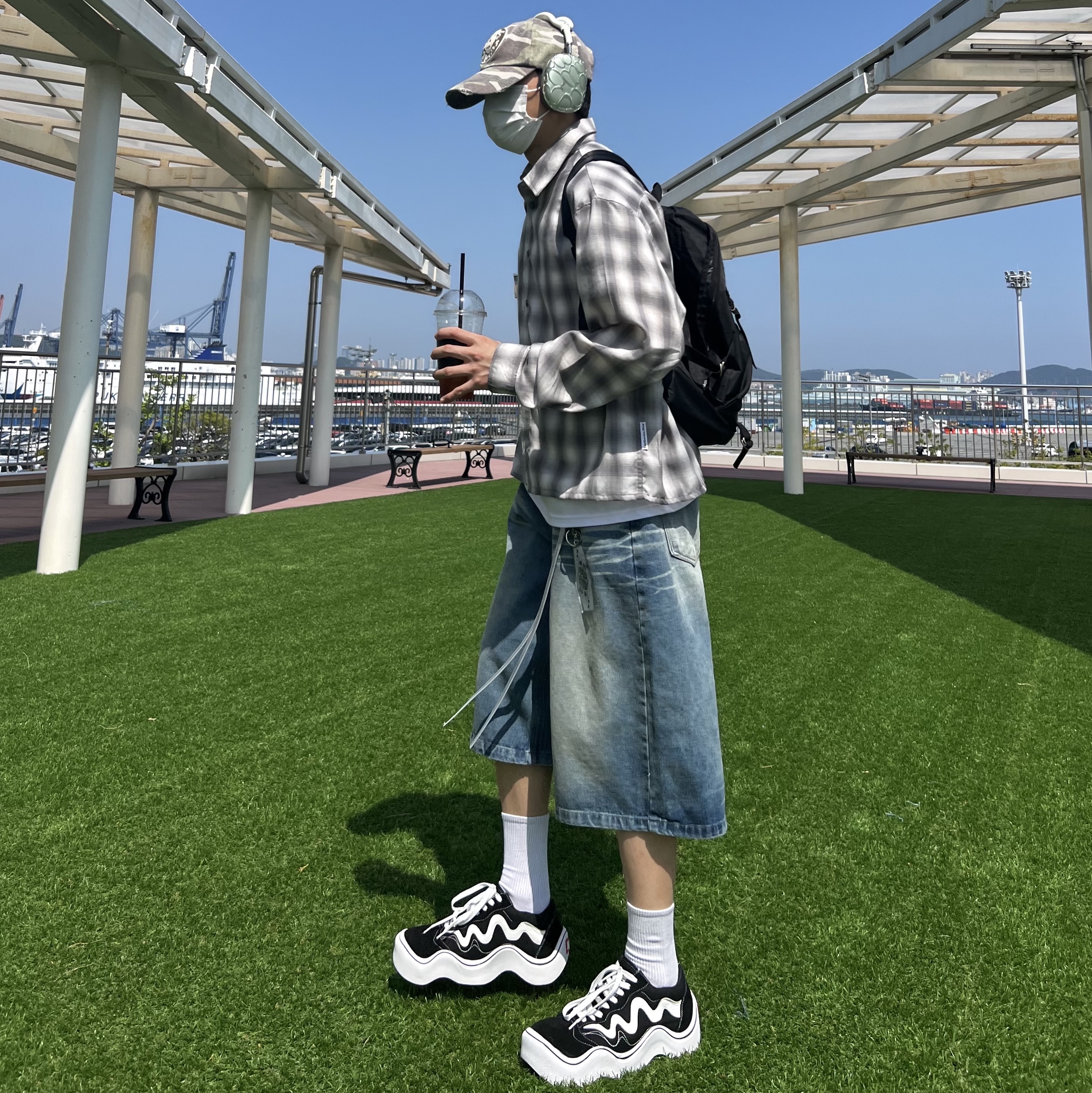 ETCE Ghost Cap Washed Camo, Apple AirPods Max Lightning Green (Korean Ver.) 착용 스타일 - 4