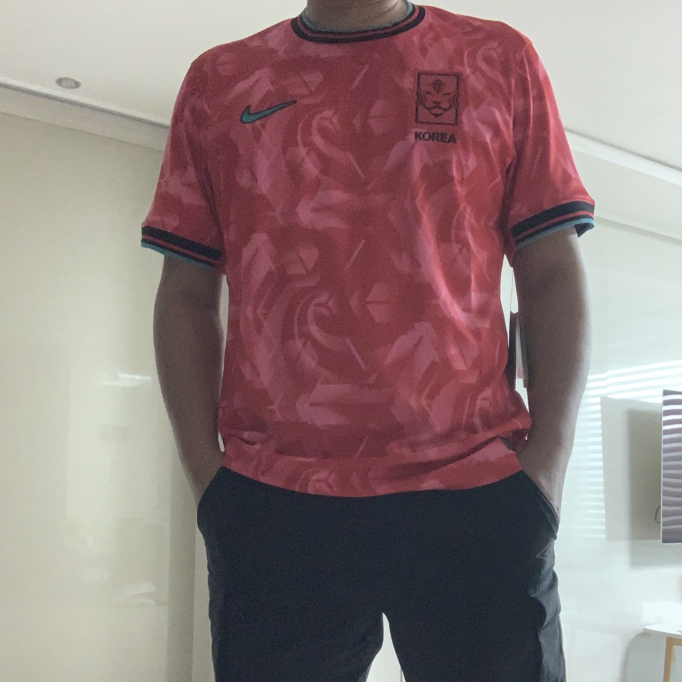 Nike Korea 2023/24 Dri-Fit Stadium Home Replica Jersey Black Global Red - Asia (Non Marking Ver.) 착용 스타일 - 2