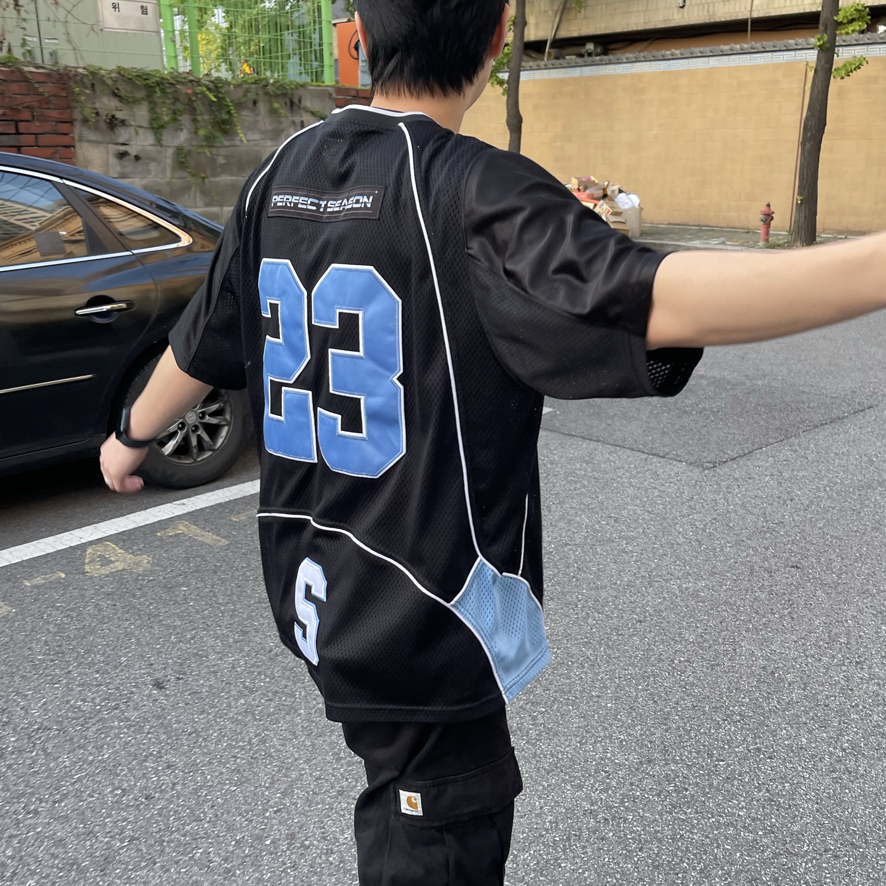 Supreme Perfect Season Football Jersey Black - 23SS 착용 스타일