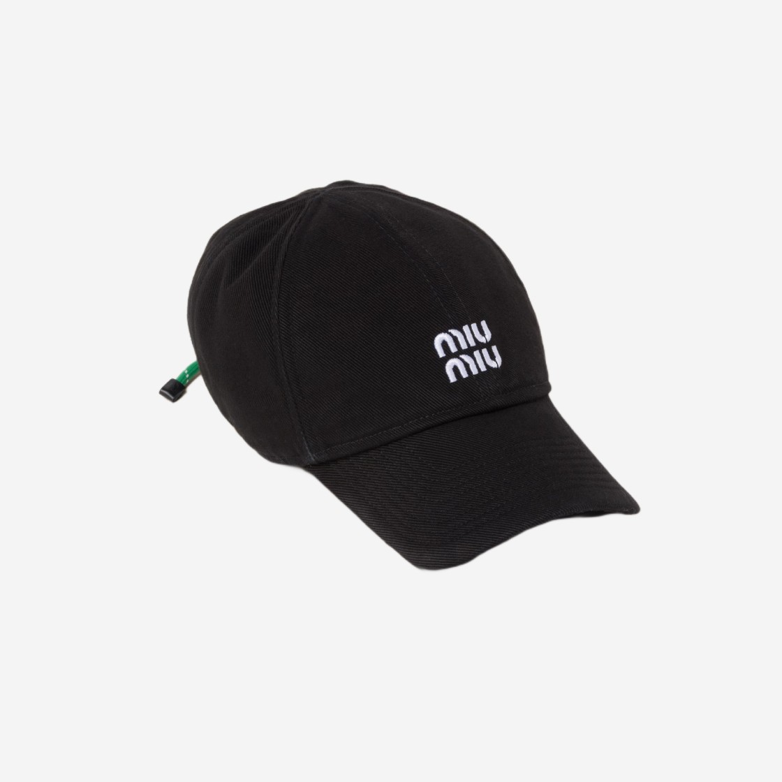 (W) Miu Miu Denim Baseball Cap Black Emerald Green 상세 이미지 1