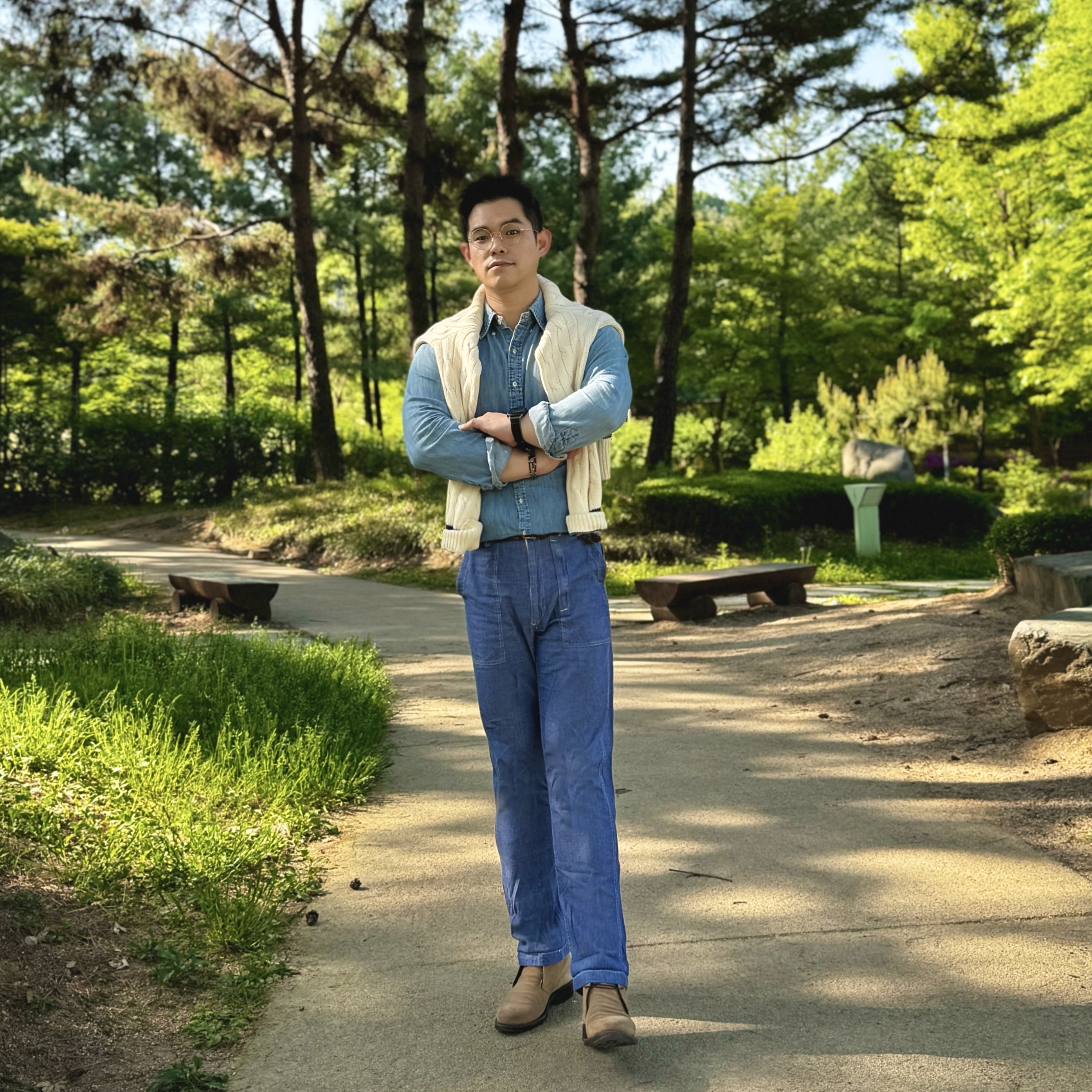 [30%적립] Polo Ralph Lauren Custom Fit Denim Shirt Navy 착용 스타일 - 1
