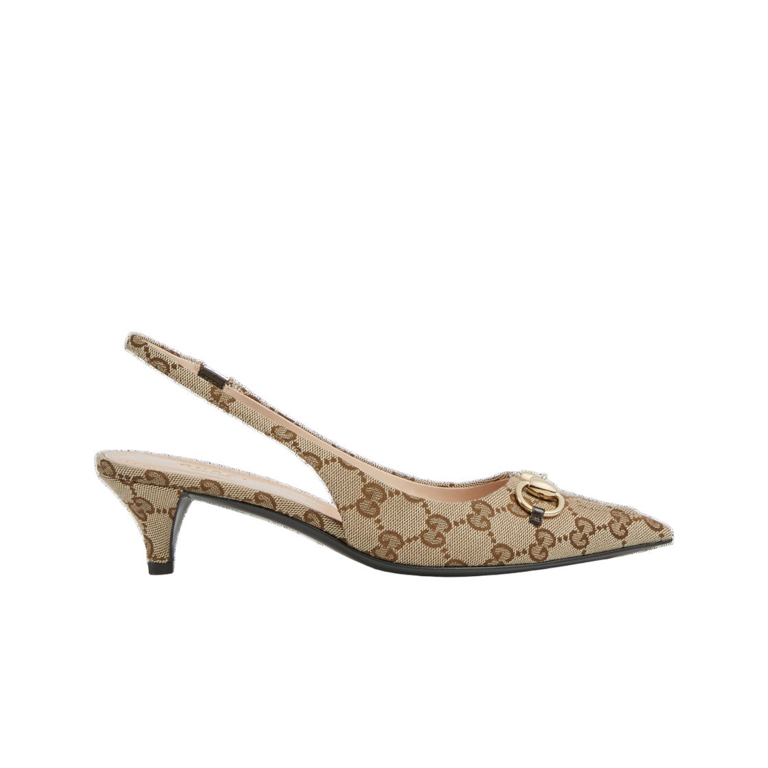 (W) 구찌 GG 캔버스 슬링백 펌프 베이지 에보니 오리지널 GG 캔버스((W) Gucci GG Canvas Slingback Pump Beige Ebony Original GG Canvas) - 1
