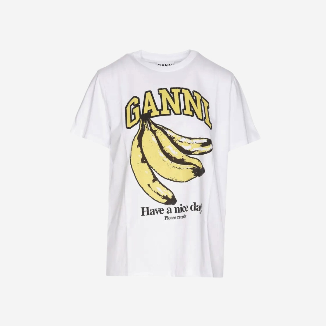 (W) Ganni White Relaxed Banana T-Shirt Bright White 상세 이미지 1