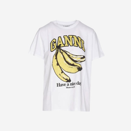 (W) 가니 화이트 릴렉스드 바나나 티셔츠 브라이트 화이트