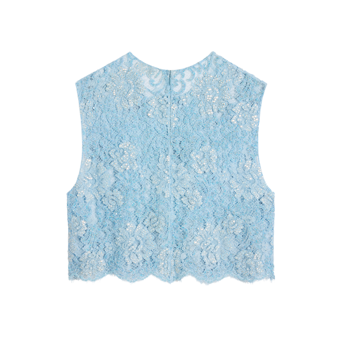 (W) Celine Embroidered Crop Top in Lace Baby Blue 상세 이미지 2