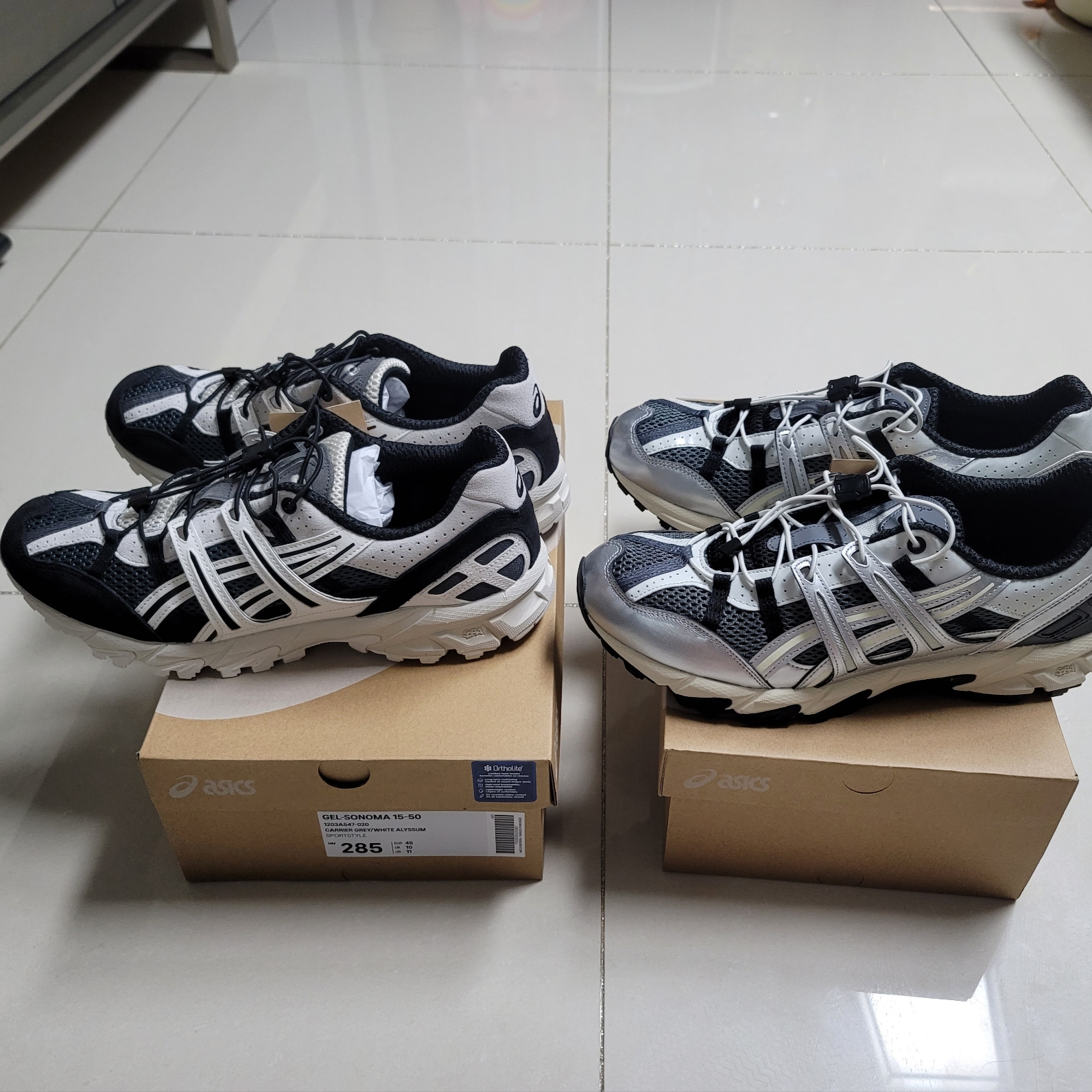 Asics Unlimited Gel-Sonoma 15-50 Steel Grey Pure Silver, Asics Unlimited Gel-Sonoma 15-50 Carrier Grey White Alyssum 착용 스타일 - 2