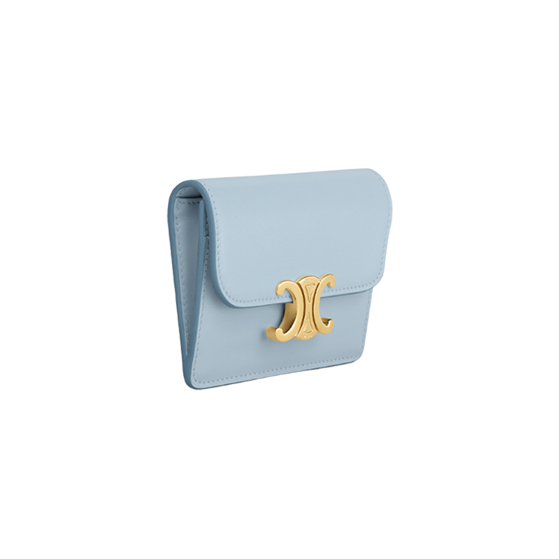 Celine Card Holder with Flap Triomphe in Shiny Calfskin Pale Blue 상세 이미지 2