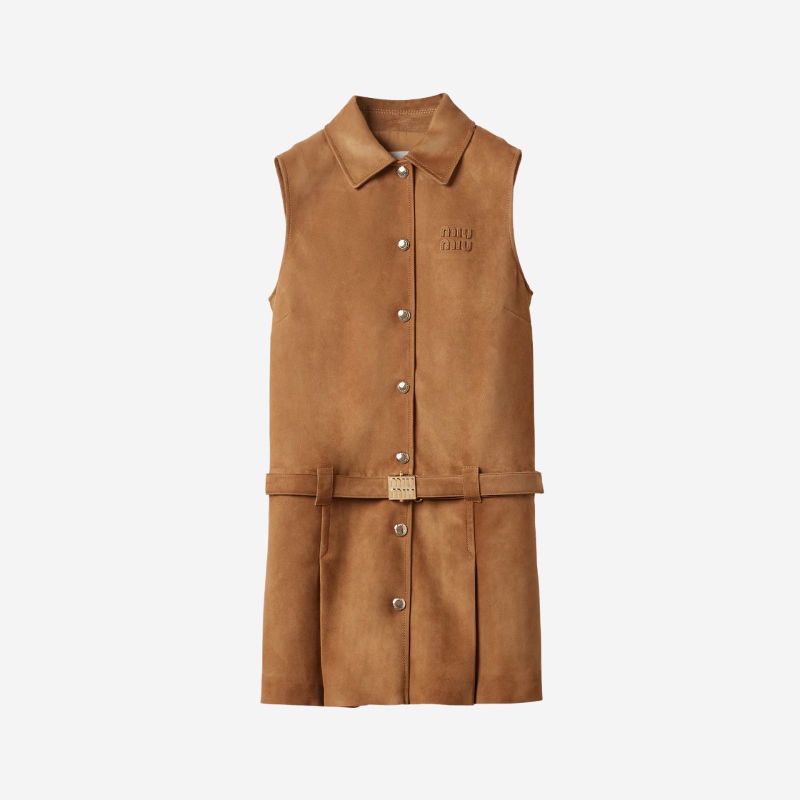 (W) Miu Miu Suede Nappa Leather Dress Maple Brown 상세 이미지 1