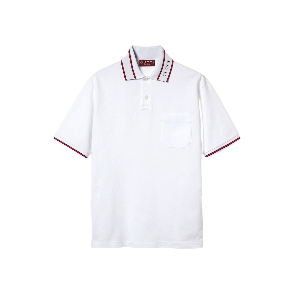 Gucci Cotton Piquet Polo Shirt with Web White Stretch Cotton Piquet 상세 이미지 1