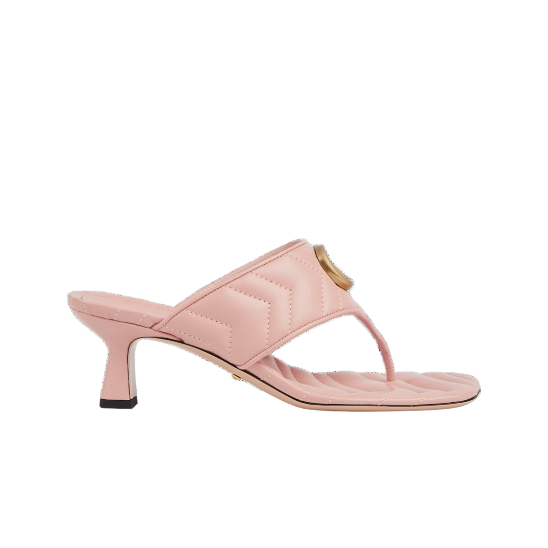 (W) 구찌 더블 G 통 샌들 라이트 핑크 쉐브론 마테라쎄 레더((W) Gucci Double G Thong Sandal Light Pink Chevron Matelasse Leather) - 1