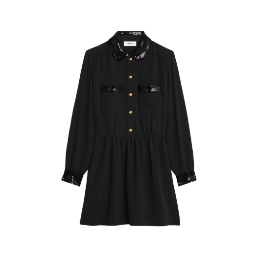 (W) 셀린느 워크웨어 미니 드레스 비스코스 사블레 블랙