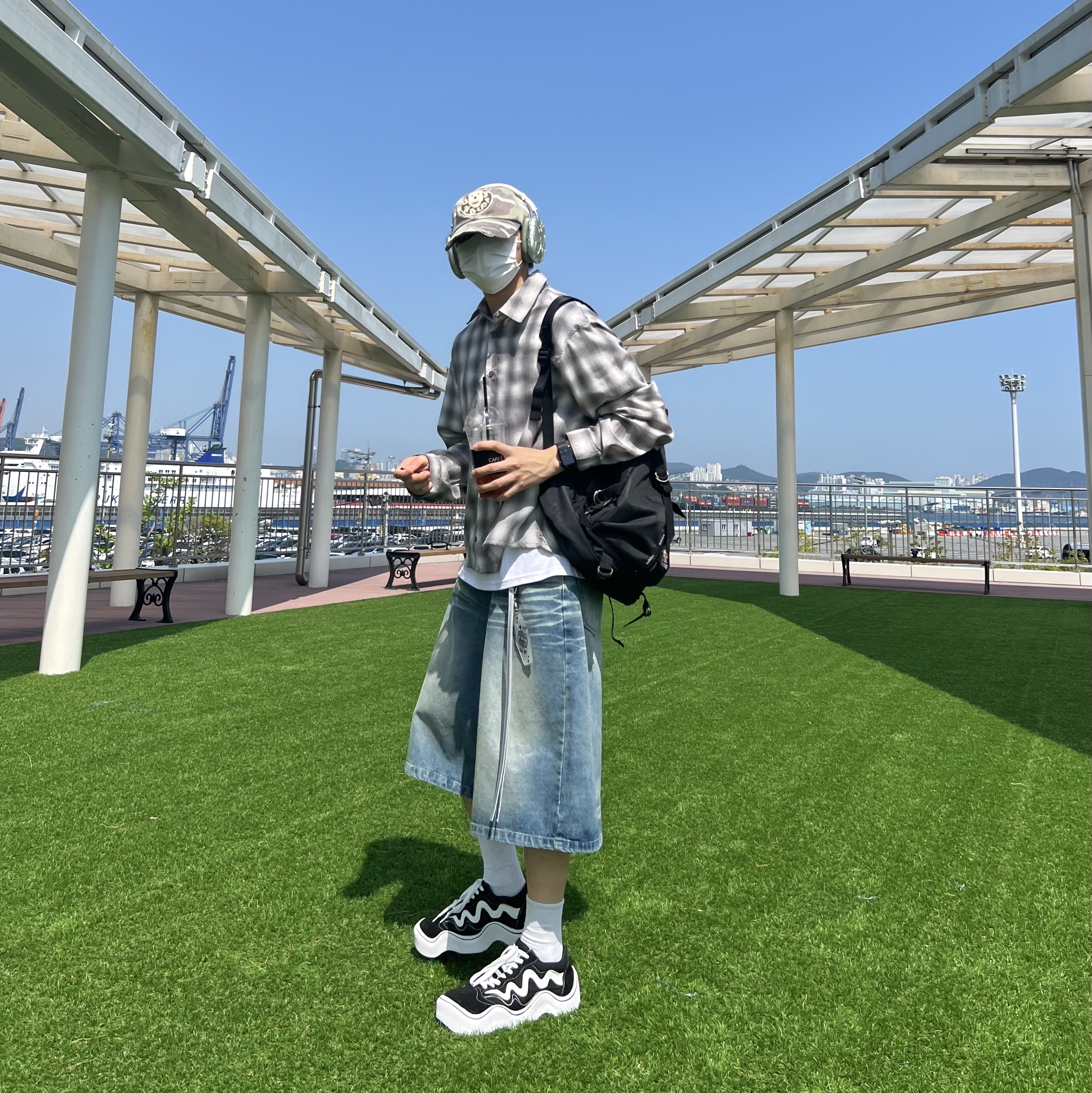 ETCE Ghost Cap Washed Camo, Apple AirPods Max Lightning Green (Korean Ver.) 착용 스타일 - 1