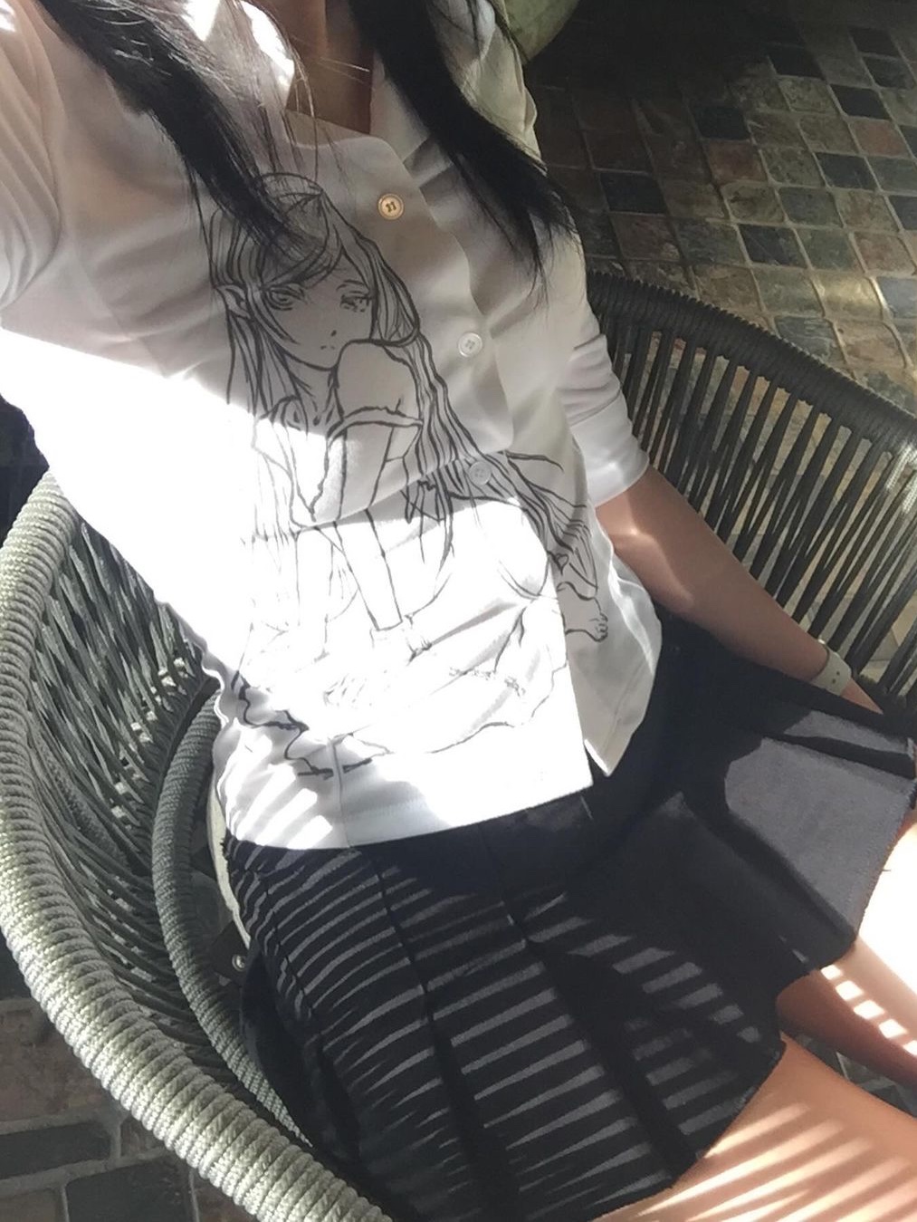[KREAM 단독] Bonnae Women Three-quarter sleeve shirt White 착용 스타일