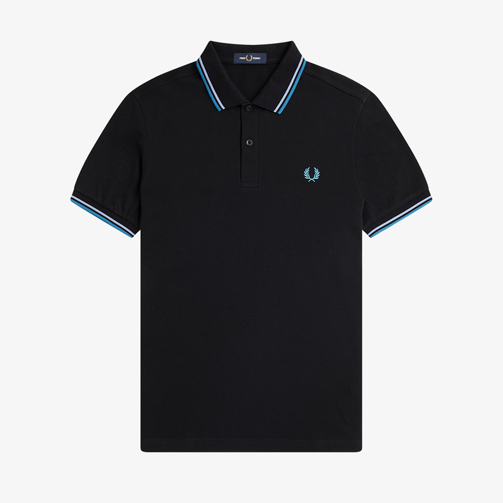 프레드페리 M3600 트윈 팁 프레드페리 셔츠 블랙/라이트스모크/런어웨이베이(Fred Perry M3600 Twin Tipped Fred Perry Shirt Black/Light Smoke/Runaway Bay Ocean) - 2
