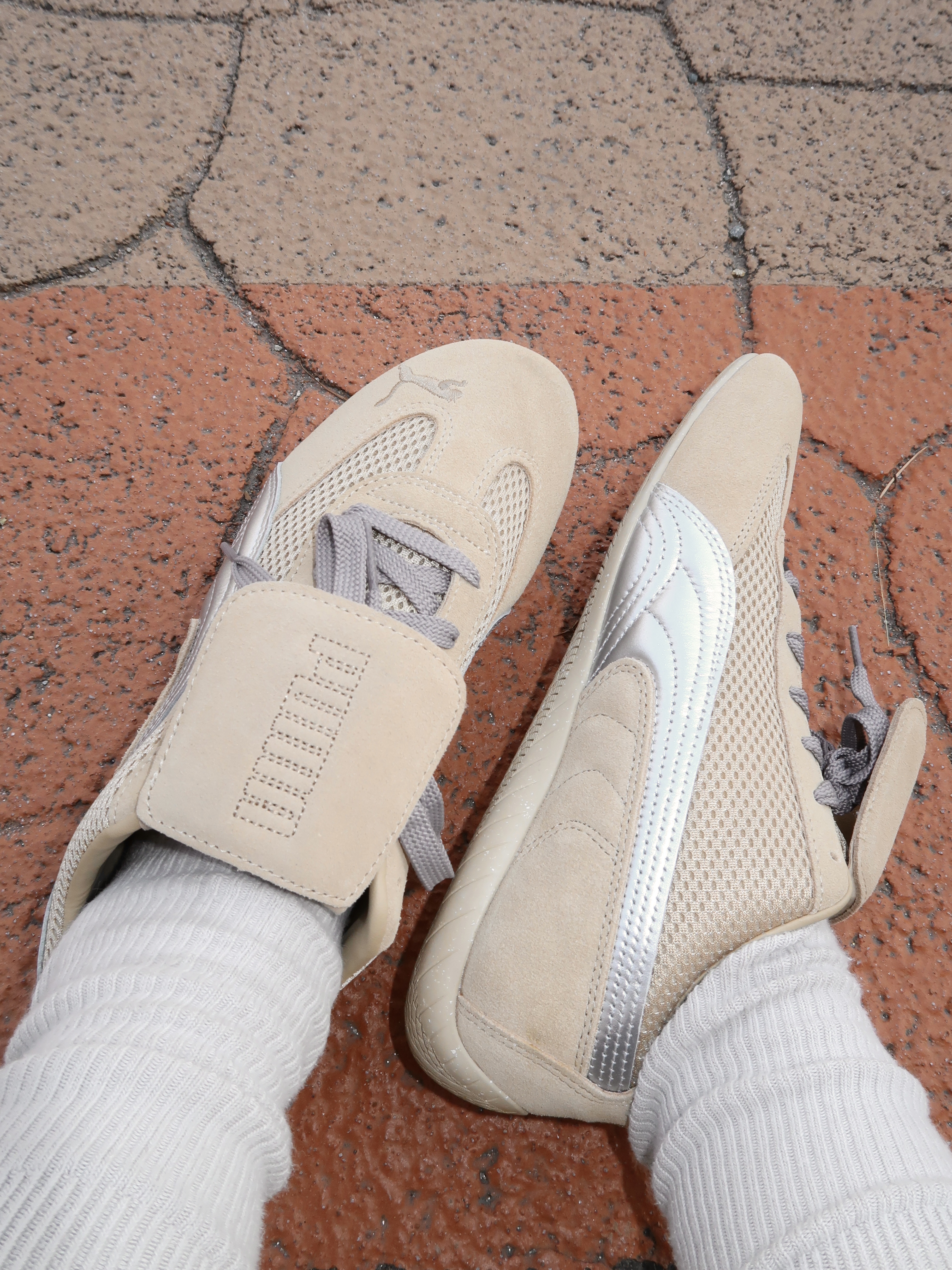 Puma x Open Yy Speedcat Prairie Tan Matte Silver 착용 스타일 - 3