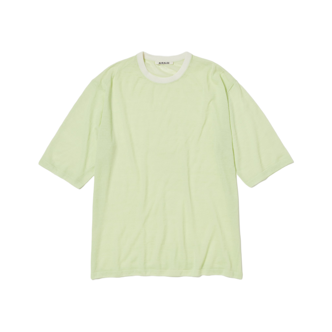 Auralee Hard Twist High Gauge Wool Silk Knit T-Shirt Lime Yellow 상세 이미지 1