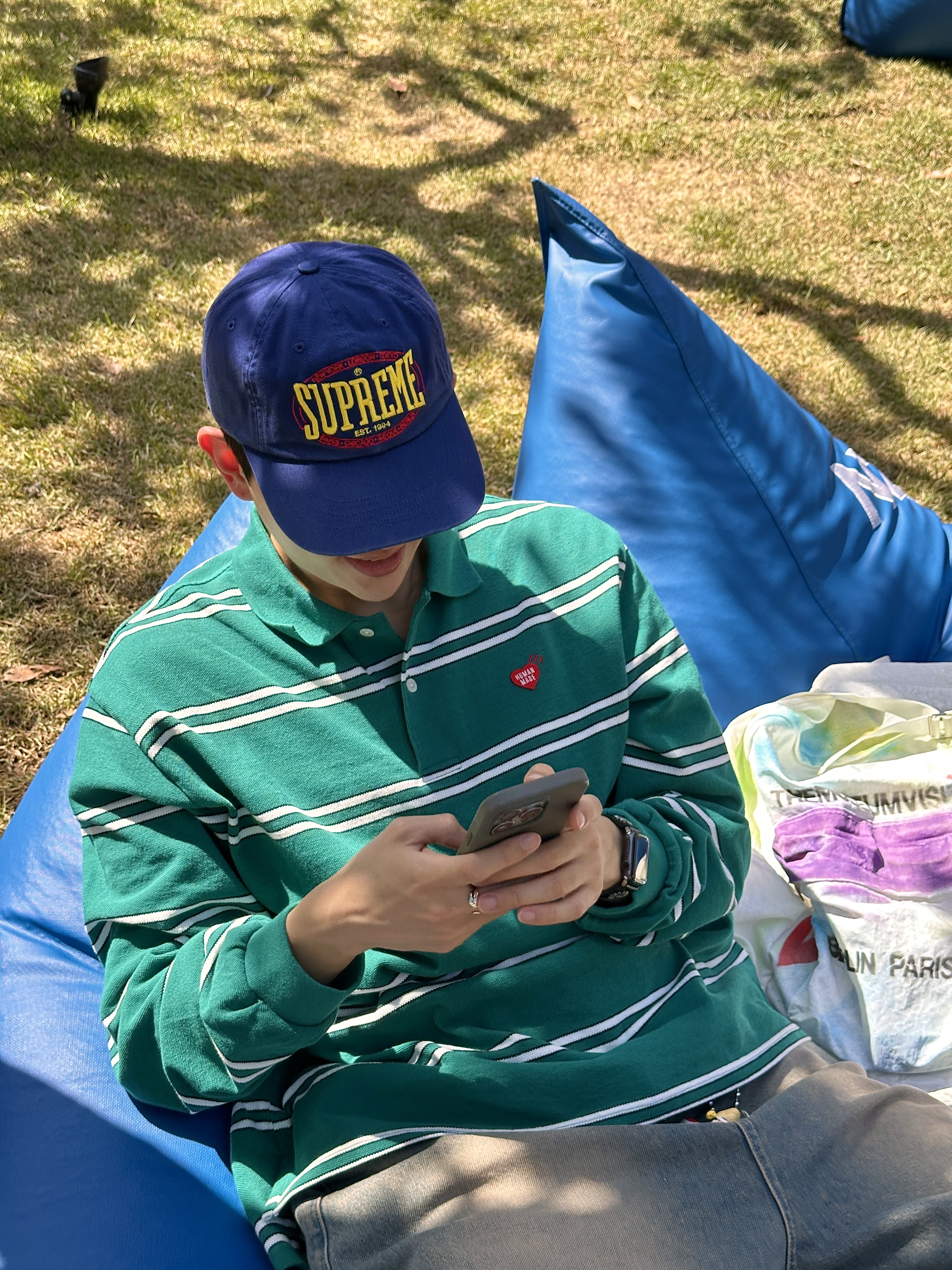 Human Made L/S Polo Shirt Green, Supreme Warm Up 6-Panel Navy - 23FW 착용 스타일 - 1