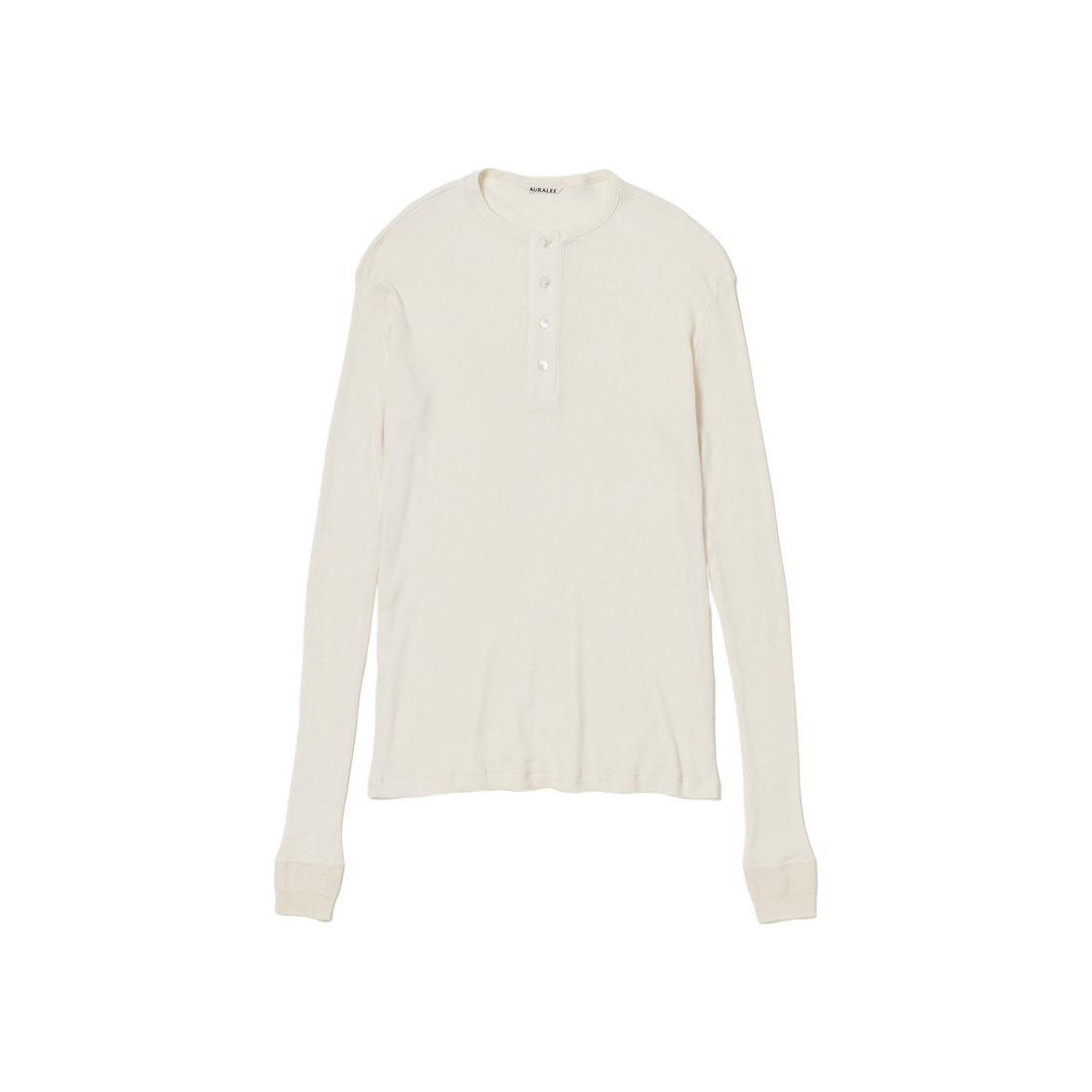 Auralee Organic Soft Rib Henley Neck L/S T-Shirt Ivory 상세 이미지 1