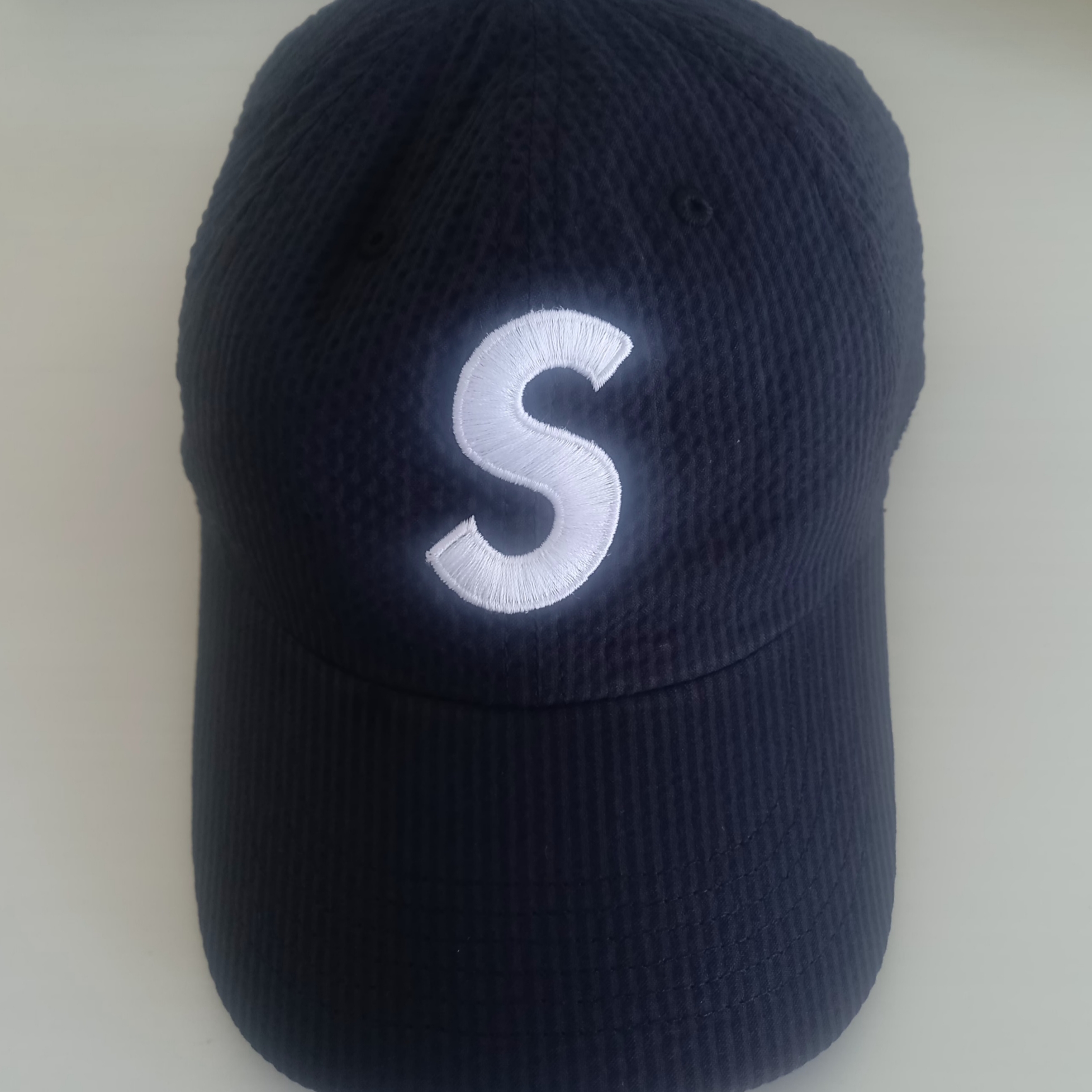 Supreme Seersucker S Logo 6-Panel Black - 24SS 착용 스타일 - 4