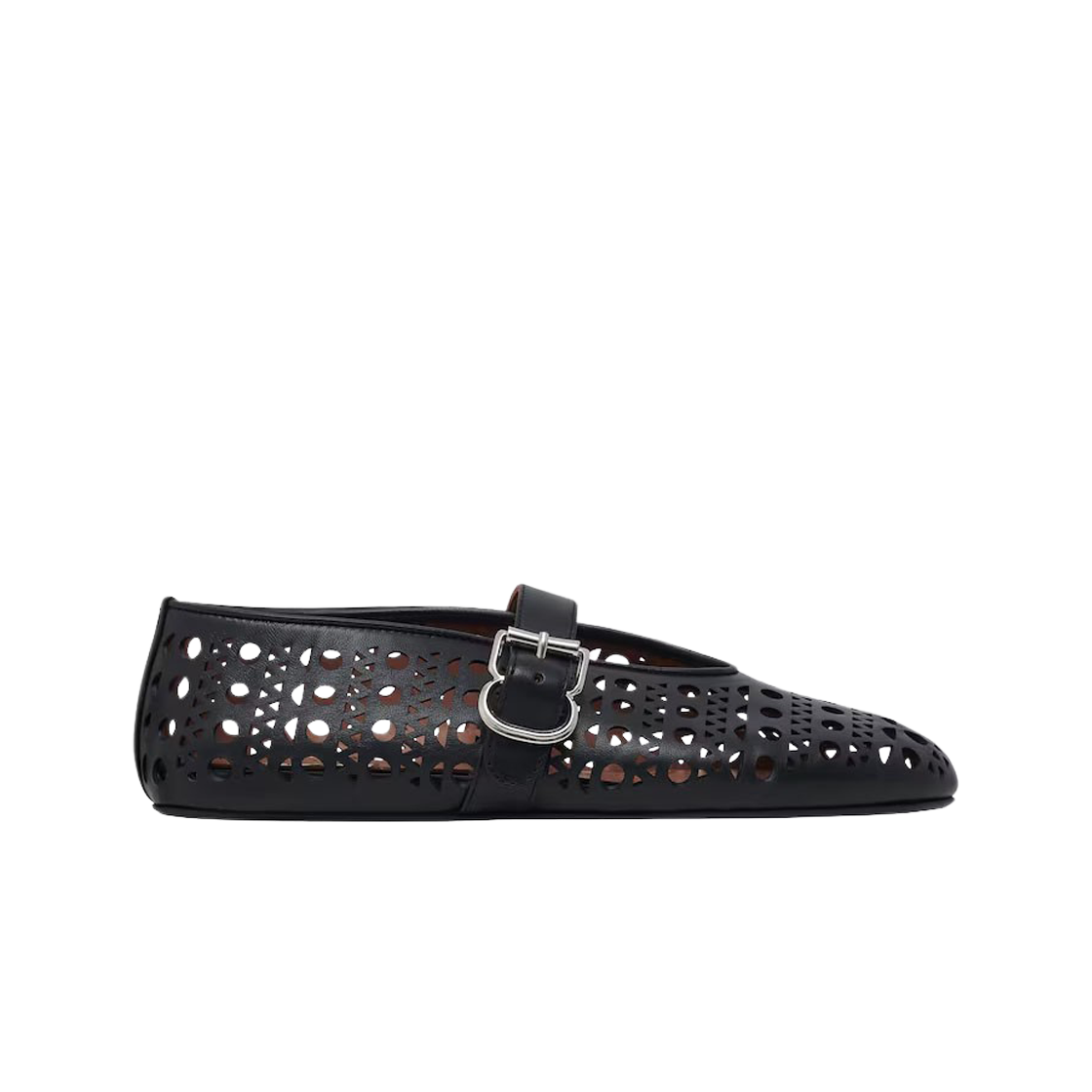 (W) 알라이아 발레 플랫 비엔 램스킨 블랙((W) Alaia Ballet Flats in Vienne Lamskin Black)