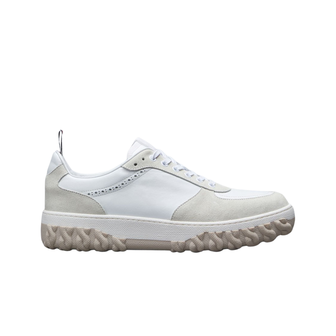MFD277A-05584-107 Thom Browne Vitello Calf Letterman Trainer Tonal White Fun Mix