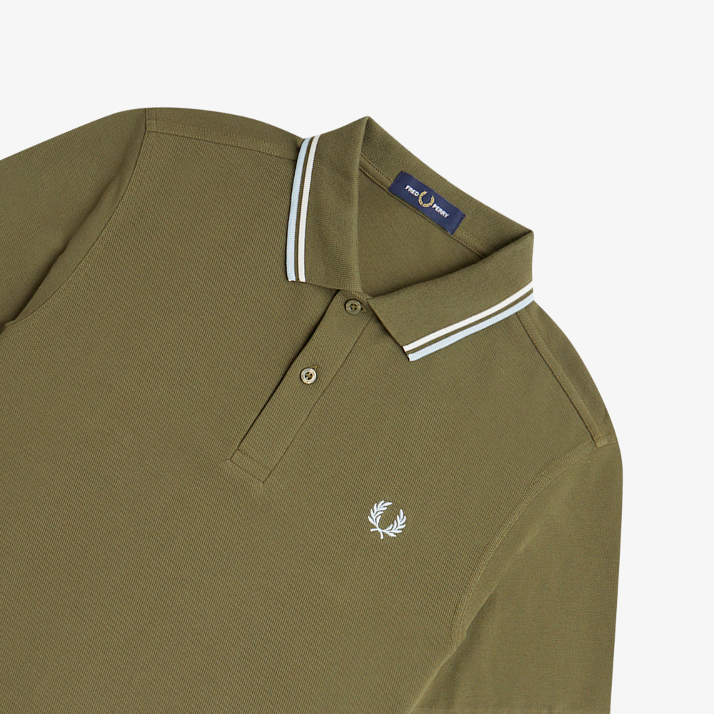 프레드페리 M3600 트윈 팁 프레드페리 셔츠 유니폼그린/스노우화이트/라이트아이스(Fred Perry M3600 Twin Tipped Fred Perry Shirt Uniform Green/Snow White/Light Ice) - 4