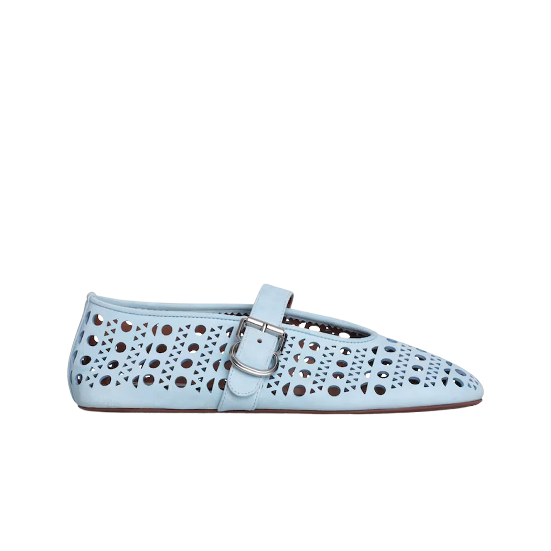 AA3A029C0H53-520 (W) Alaia Ballet Flats in Vienne Lamskin Sky