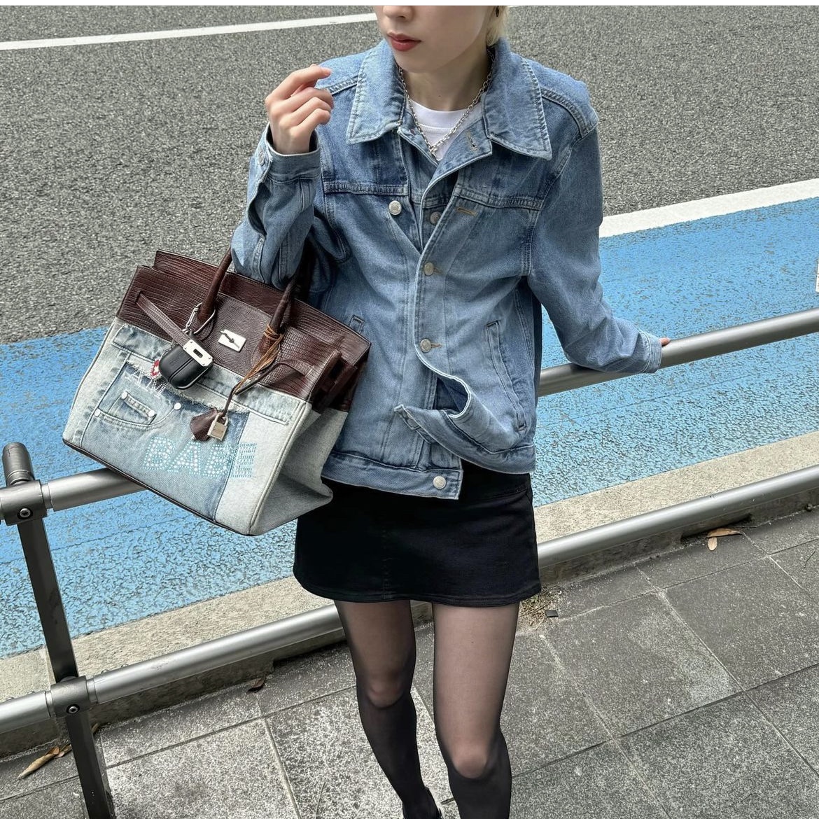TRUNKPROJECT Double Collar Denim Jacket Blue 착용 스타일