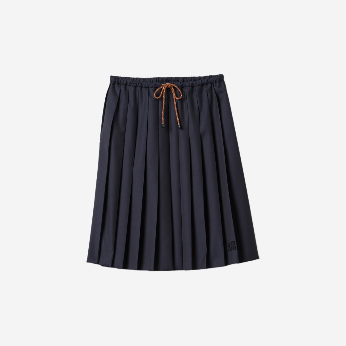 (W) Miu Miu Pleated Batavia Skirt Navy 상세 이미지 1