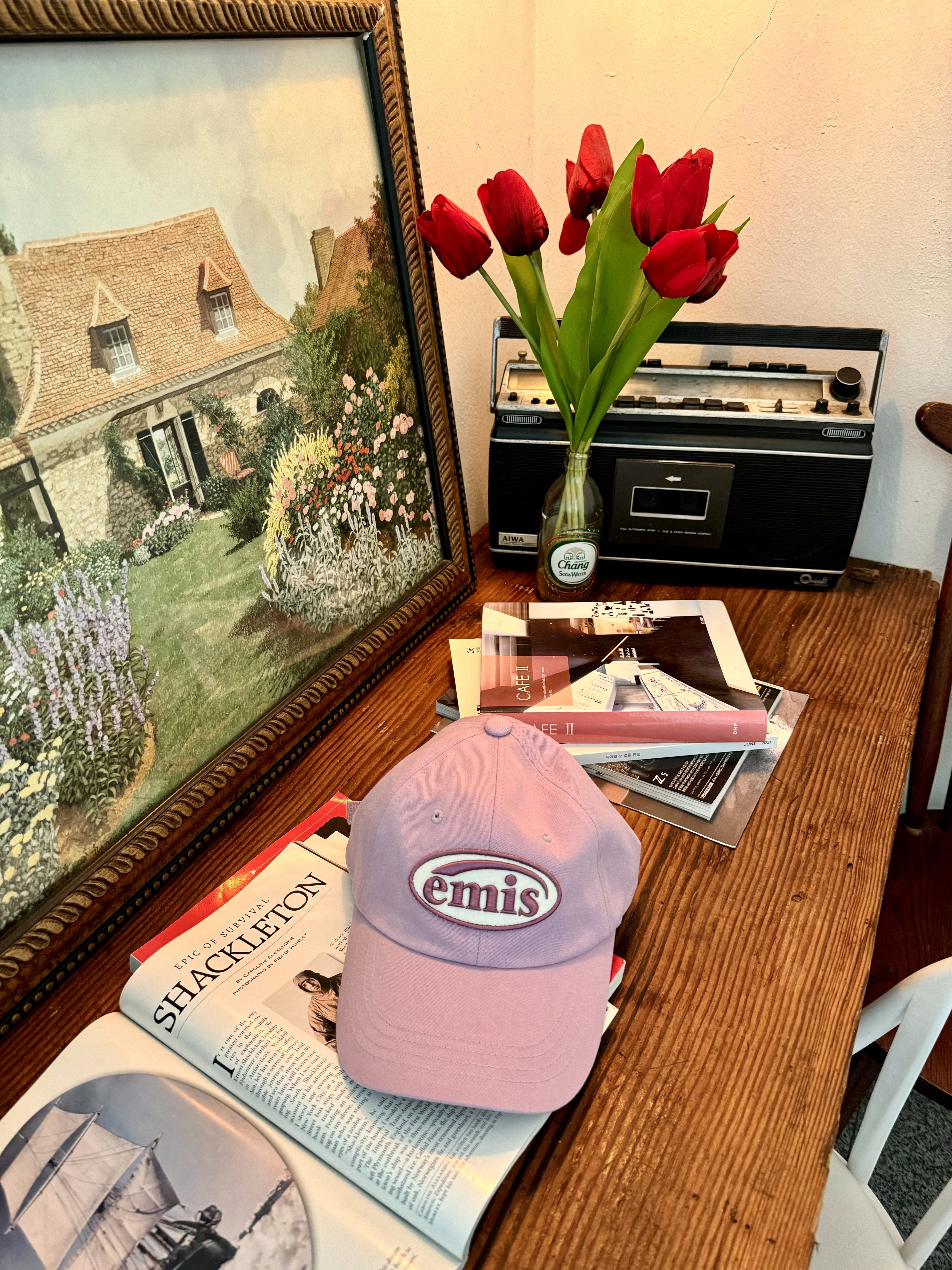 Emis Tone On Tone Wappen Ball Cap Light Purple, Carlyn Cozy Glaze Silver_H73109010S 착용 스타일 - 6