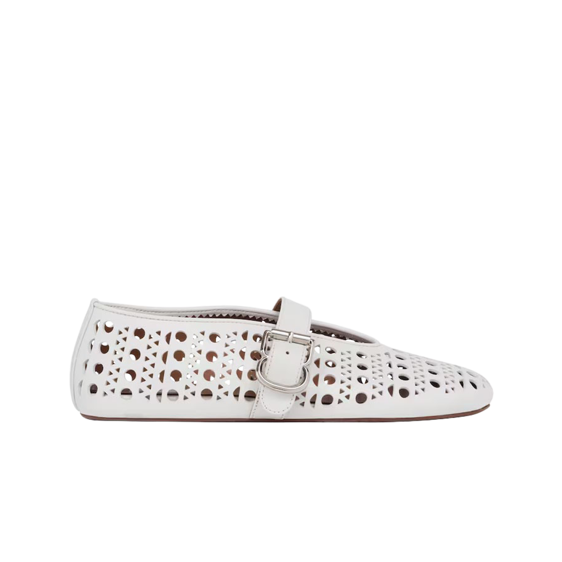 (W) 알라이아 발레 플랫 비엔 램스킨 화이트((W) Alaia Ballet Flats in Vienne Lamskin White)