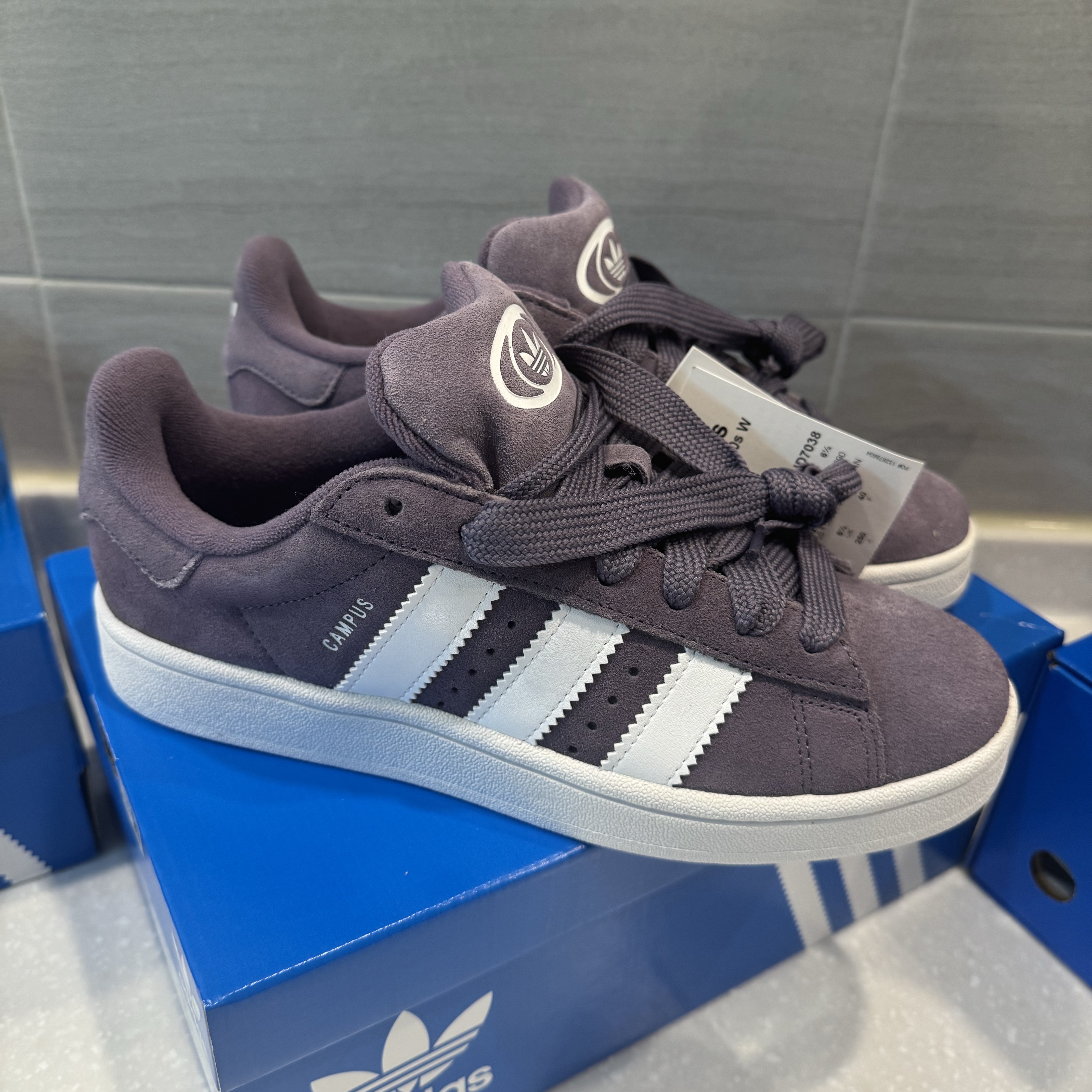 (W) Adidas Campus 00s Shadow Violet Cloud White 착용 스타일