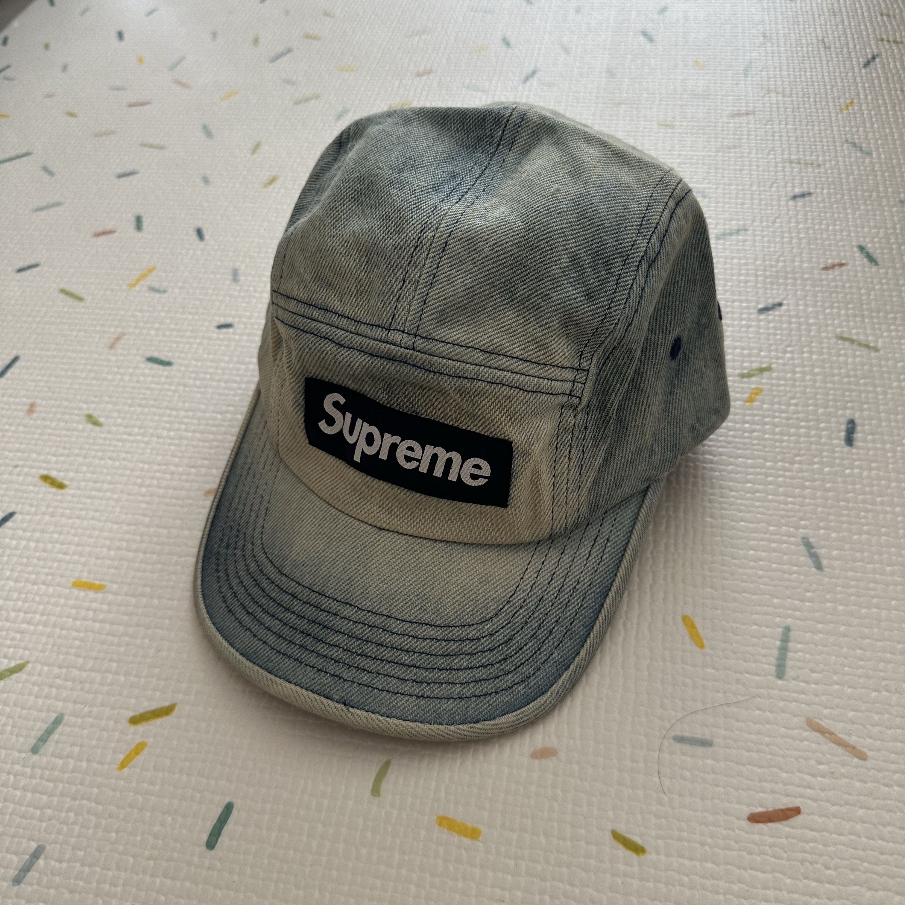 Supreme Washed Chino Twill Camp Cap Dirty Indigo - 24SS 착용 스타일