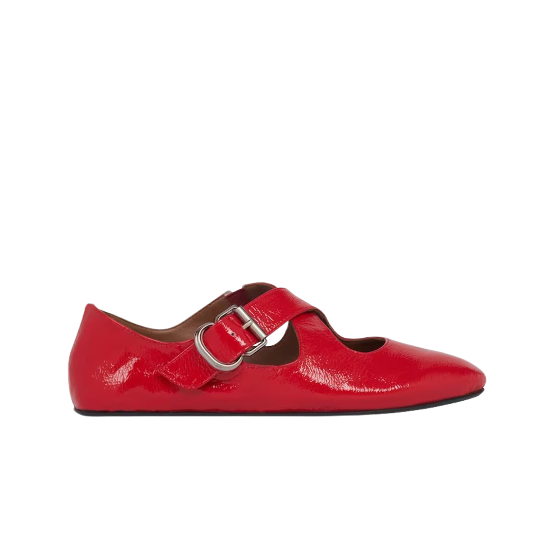 (W) 알라이아 크리스 크로스 발레 플랫 레드((W) Alaia Criss Cross Ballet Flats Red)