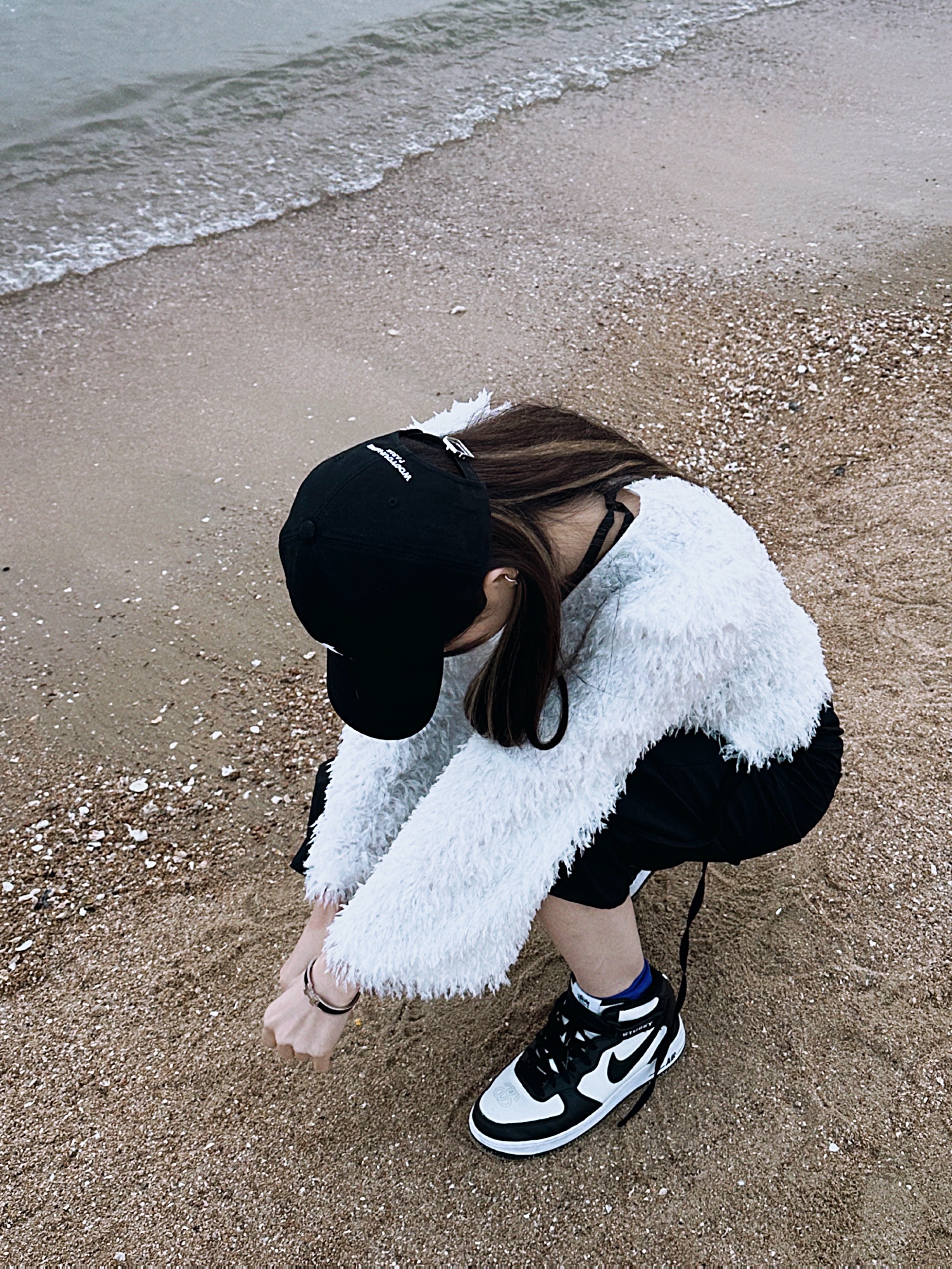 Wooyoungmi W Patch Ball Cap Black - 23SS, Nike x Stussy Air Force 1 '07 Mid SP Black and Light Bone 착용 스타일 - 4