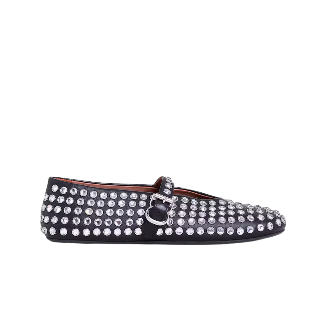 (W) 알라이아 스트라스 램스킨 발레 플랫 블랙((W) Alaia Strass Lambskin Ballet Flats Black)